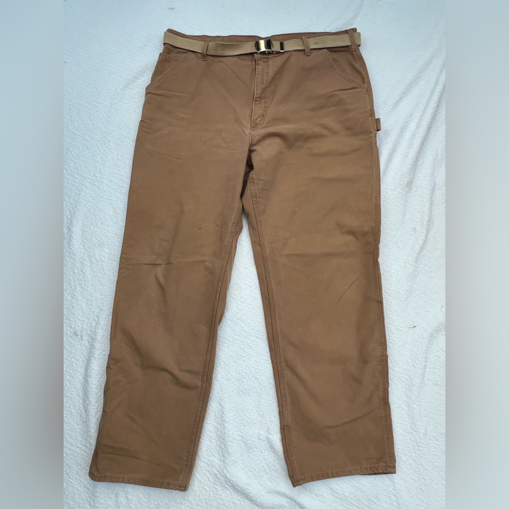 Vintage Carhartt Made in USA Duck Canvas Carpenter Pants 42x34 Tan